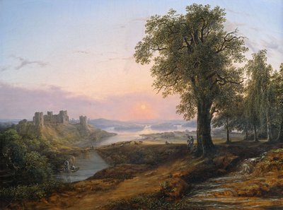 Ampio paesaggio fluviale al tramonto da Anton Hansch
